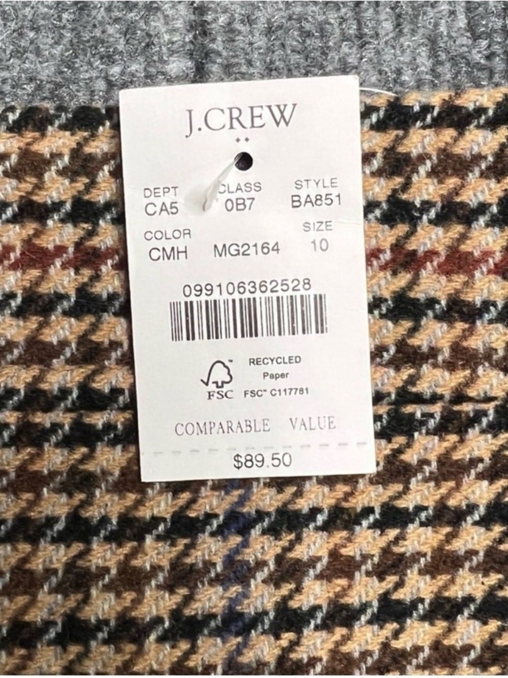 NWT J. Crew Houndstooth Mini Skirt in Tan, Terracotta and Black - Picture 5 of 6